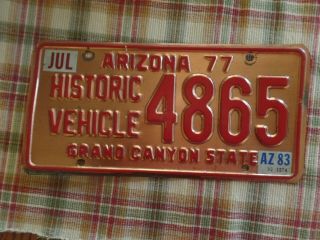 1977 Arizona (historic Vehicle) License Plate