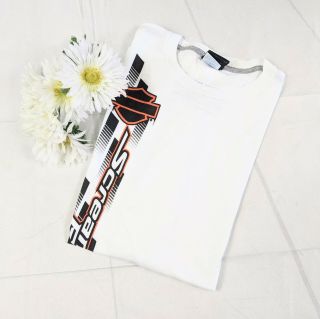 Harley Davidson Screaming Eagle White Black Orange Long Sleeve T - Shirt Size Xl