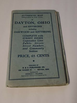 1954 Authentic Street Map Dayton,  Ohio And Environs D&s Publishing Rare