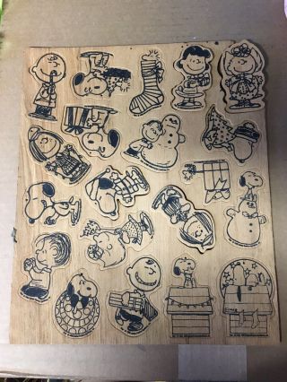 Vintage Snoopy Peanuts Paint By Number Christmas Wood 20 Ornaments Kit Rare