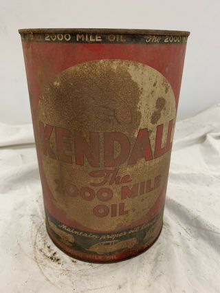Vintage KENDALL Motor Oil 5 Quart Tin Gas Station Advertising Can w Graphics 3