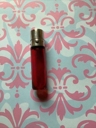 Victorian Cranberry Glass Scent Bottle With Sterling Silver Lid