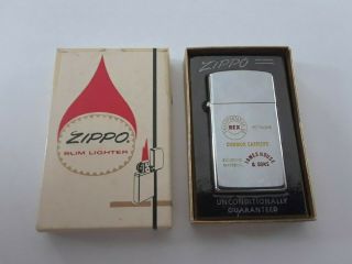 Vintage 1967 Slim Zippo Lighter W/box - Rex Trans.  Co.  - James House & Sons - Ex