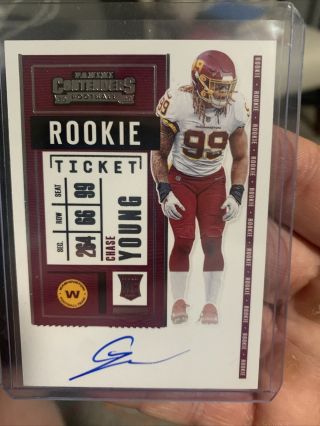 2020 Panini Contenders Chase Young Rookie Ticket Auto Variation Washington Ssp
