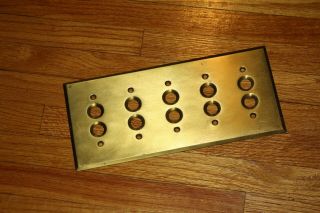 Vintage Brass 5 Gang Push Button Switch Plate - Great Origional