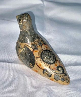 Vintage Mexican Tonala Pottery Dove Bird Figurine Folk Art Hand Painted 3 1/2” L 2
