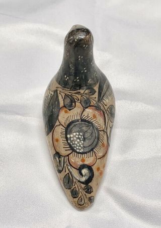 Vintage Mexican Tonala Pottery Dove Bird Figurine Folk Art Hand Painted 3 1/2” L 3