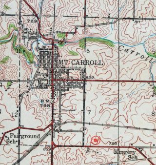 1942 Mount Carroll Illinois Lanark 15 - minute USGS Topographic Topo Map 3