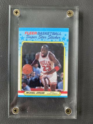 Michael Jordan 1988 - 89 Fleer Stickers 7 Basketball Card With Large Case