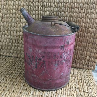 Vintage Metal Gas Can With Old Red Paint Old Red And Black Metal Gasoline Can