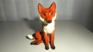 Vintage Beswick England Sitting Red Fox Figurine With Sticker Cond