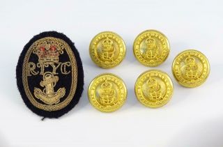 5x Antique/vintage Royal Thames Yacht Club Buttons,  Bullion Badge