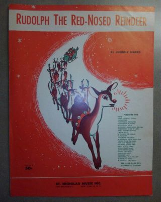 1949 Rudolph The Red - Nosed Reindeer By Johnny Marks Vintage Sheet Music