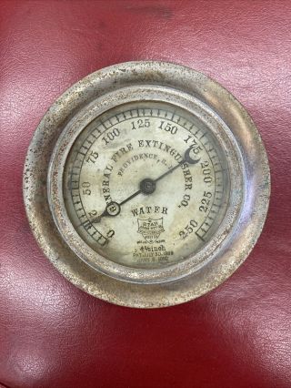Antique General Fire Extinguisher Co.  Brass Gauge 1903 Patent Providence,  Ri