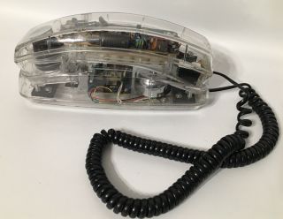 Vintage Conair Clear Transparent Light Up Telephone Sw205 Phone Black Cord -