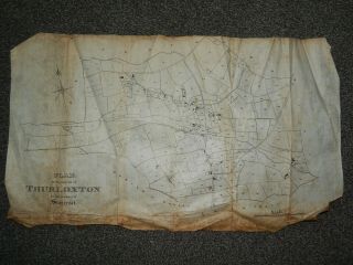 Antique Map / Plan Parish Of Thurloxton Somerset