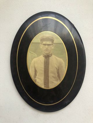 Vintage Early 1900’s Celluloid Photo Of Man In A Uniform With Ra On The Collar