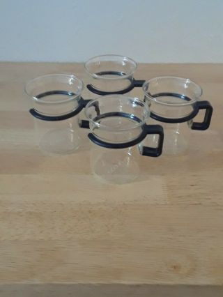 4 Bodum Black Handle Mug Captain Picard Star Trek Glass Coffee Espresso Teacups