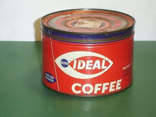 Vintage Acme Ideal Brand Coffee 1 Lb.  Key Wind Tin American Stores