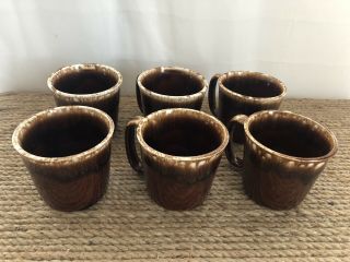Vintage Mccoy Mcp Brown Drip Coffee Tea Cups Mugs Set Of 6 " C " Handle 1960’s