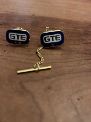 2 Vintage Gte General Telephone 10k Gf Gold Filled Tie Tack And Lapel Pin -