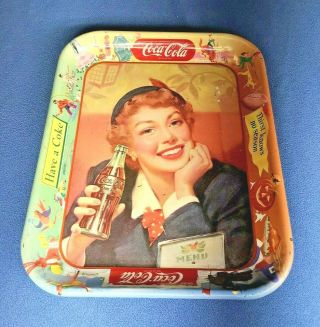 Coke Coca Cola Tray Vintage 1950s Thirst Knows No Season " Menu Girl "