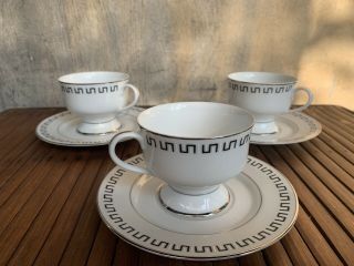 Euc Vtg Paul Mccobb Mcm Set Of 3 Classic Profile Fine China Teacups & Saucers