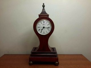 Vintage Hermle Quartz Mantel Clock W Hand Carved Body & Decorative Inlay