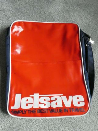 Rare Red Vintage 1970/80s Jetsave Vinyl Flight Bag With Shoulder Strap