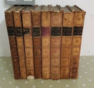 Joblot Of 8 Antique Punch Or London Charivari Books 1858 To 1870