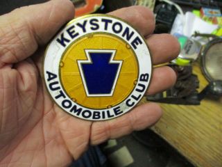 Old Enamel Keystone Automobile Club License Plate Topper Auto Truck Badge Emblem