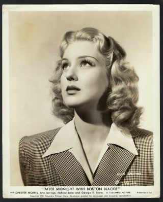 Ann Savage Vintage 1940 Hollywood Star Portrait Photo Columbia Pictures