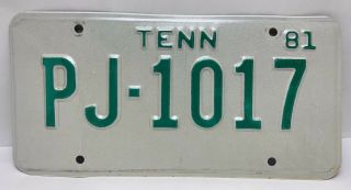 Vtg 1981 Tennessee Truck License Plate Tag Tenn Pj - 1017