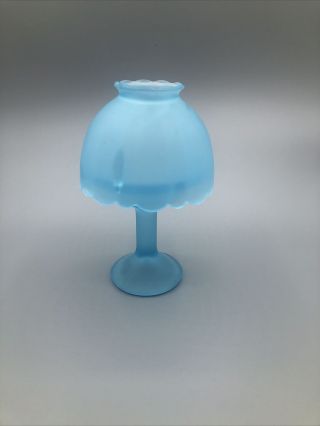 Vintage Blue Frosted Glass Fairy Lamp 2 Piece Votive Tea Light Candle Holder