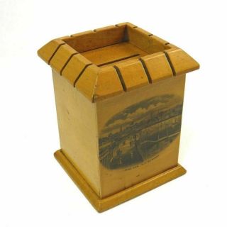 Ryde Pier Isle Of Wight Antique Mauchline Ware money box bank safe Treen 3
