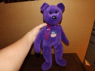 Very Rare Vintage Plush Purple Beanie Bear 14 " Long With Union Pacific Logo