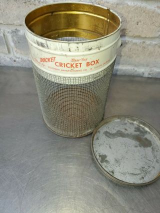Vintage Kleer - Vue Cricket Box Fishing Galvanized Wire Mesh Bait Pail