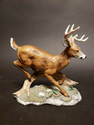 Vintage Homco Masterpiece Porcelain Deer Buck Statue Antlers 1986 Realistic