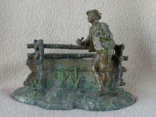 Antique Continental Austrian Cold Painted Bronze Spelter Figure " Man Of Tyrol "