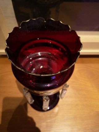 Antique Bohemian Glass Lustre Rainbow Maker - Victorian Cranberry Glass 2