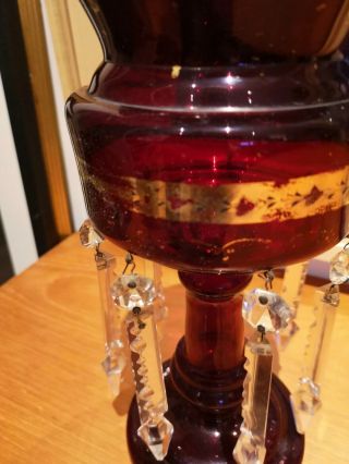Antique Bohemian Glass Lustre Rainbow Maker - Victorian Cranberry Glass 3