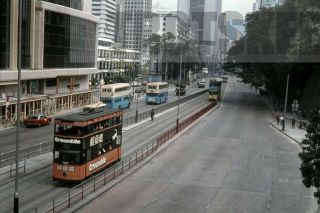 35mm Slide Hong Kong Double Decker Tram Strassenbahn 104 1980