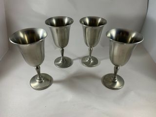 Vintage Preisner Pewter Goblets Pair Set Of 4 Wine Glass Medival Gothic 2154