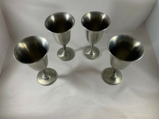 Vintage Preisner Pewter Goblets Pair Set of 4 Wine Glass Medival Gothic 2154 2