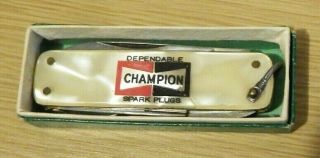 Vintage Champion Dependable Spark Plugs Mop Pocket Knife 4 Tools