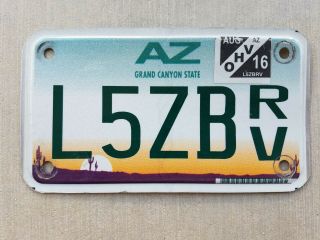 2016 Arizona Off Highway Vehicle Motorcycle License Plate L5zb Rv