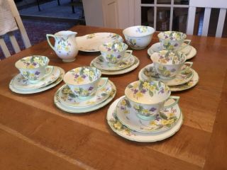 Antique Royal Doulton April V2000 Tea Set 1930s 1930s Cups Saucers Plates Violet