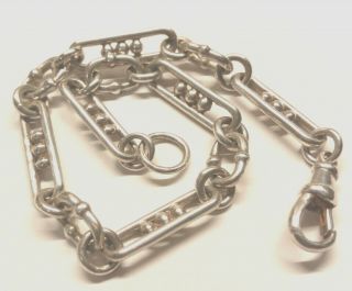 Antique Victorian Silver Albertina Watch Chain Bracelet Trombone Link Circa 1890