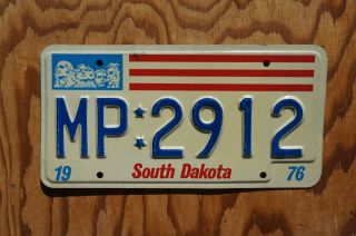 1976 Mcpherson County South Dakota Bicentennial License Plate Mt Rushmore