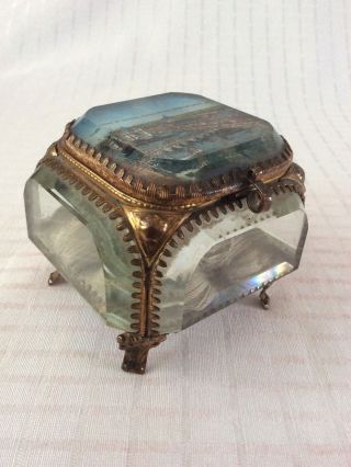 Antique French Ormolu Beveled Glass Trinket Jewellery Casket - London 1908 Exhib